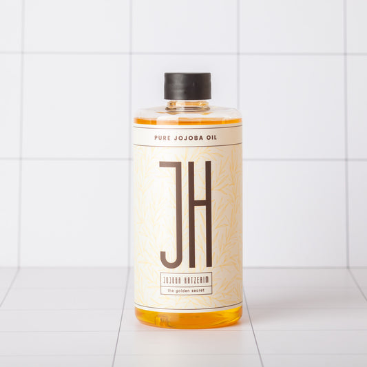שמן חוחובה טהור 500 מ"ל בבקבוק זכוכית כהה — Gold Jojoba, כבישה קרה תוצרת ישראל
